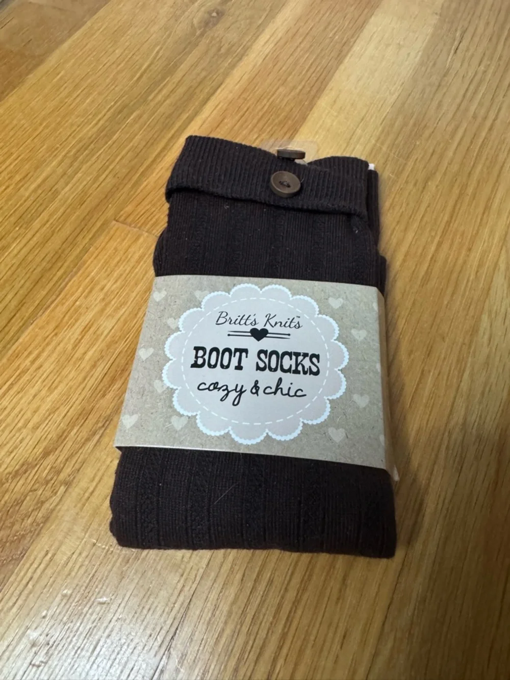 Britt’s Knits NEW Brown Button Detail Boot Socks - One Size Fits Most
